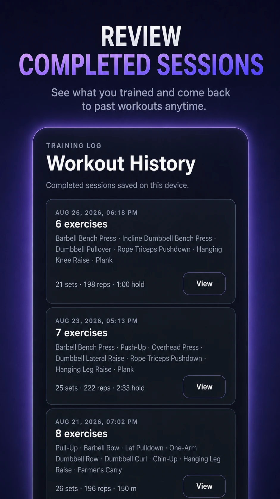 OVRSET workout history